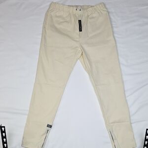 Men's Cream Joggers with Zipper Detail Large marks On Them